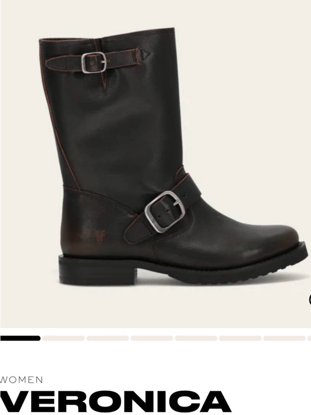 FRYE AND CO. Veronica Mid-Calf Engineer Boots in Dark Brown